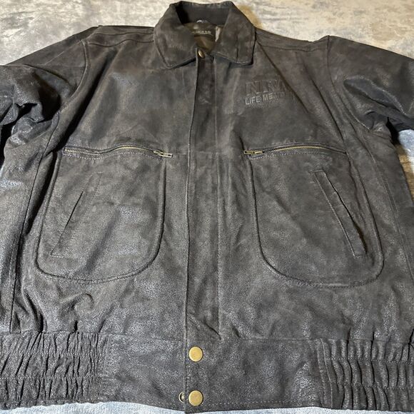 NRA Lifetime Member Suede Leather Jacket Large Black Burk's Bay True Patriot - Picture 8 of 15
